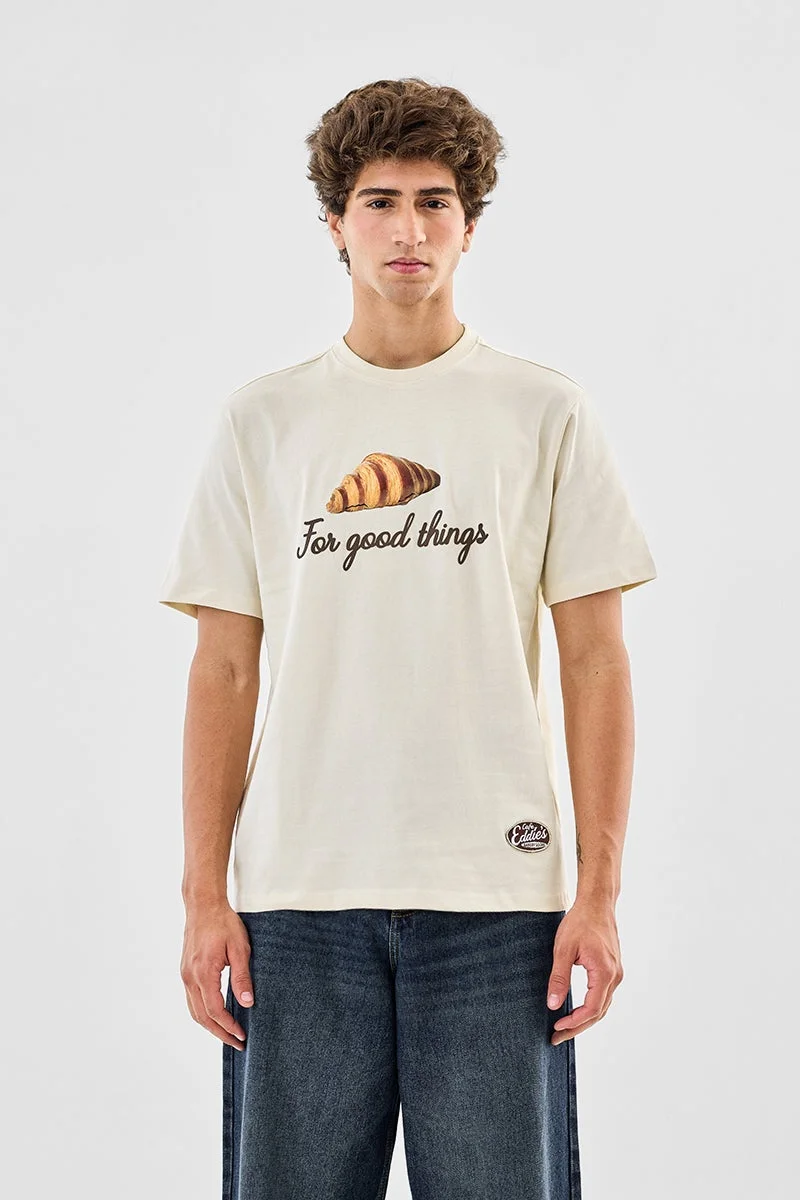 SNITCH Croissant Regular Fit Graphic T-Shirt